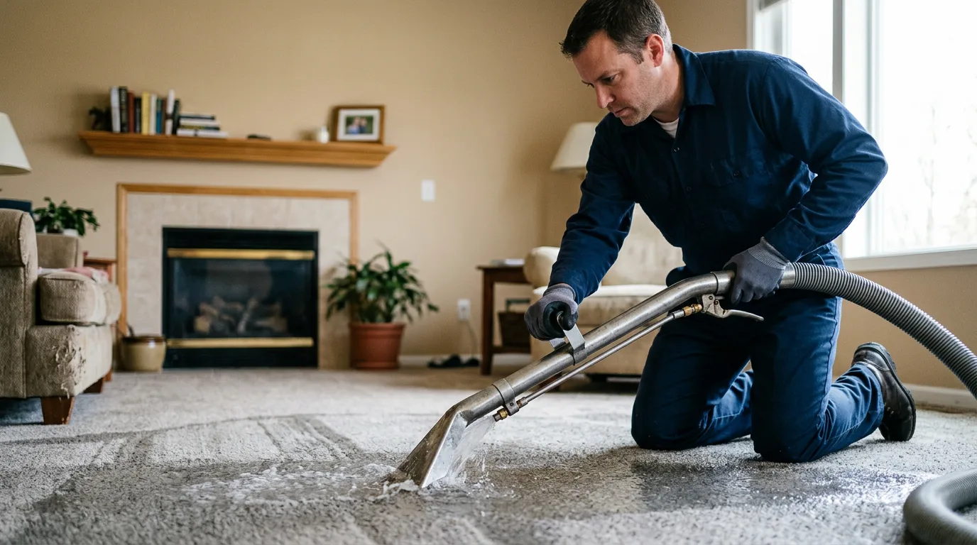 Water damage restoration technician working near Buffalo, IA